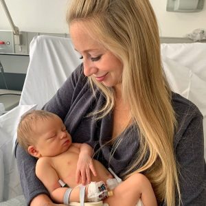 Rhiannon Lambert and her newborn child
